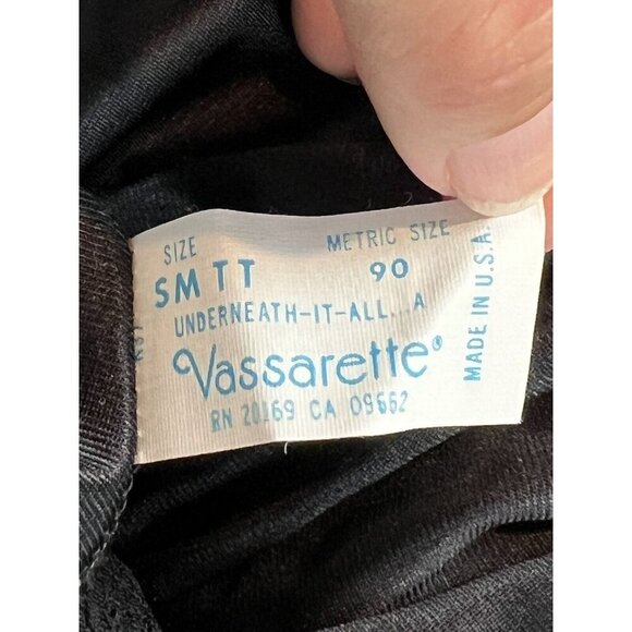 Vintage Vasserette Black Half Slip Size Small Lace Trim Slit Midi Length - Picture 6 of 8